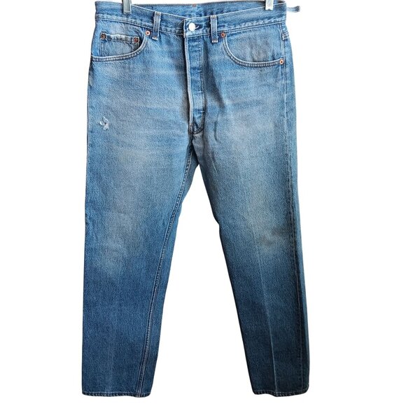 33x32 Fit Levi's Mens Vintage 501 Jeans USA Faded Straight Buttonfly Distress